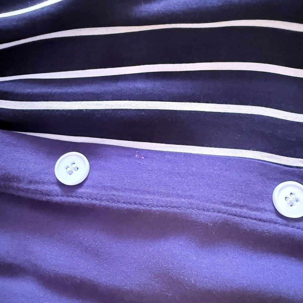 BloomChic Navy and White Striped Maxi Shirt Dress - Picture 3 of 11
